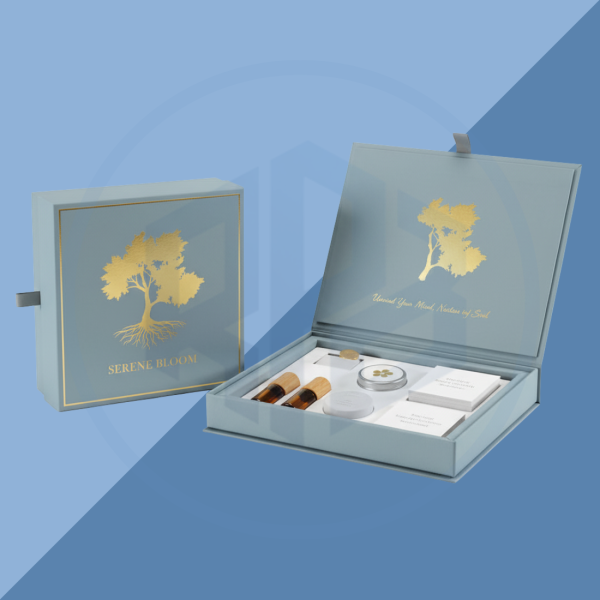 Rigid Book Style Box with Gold Logo