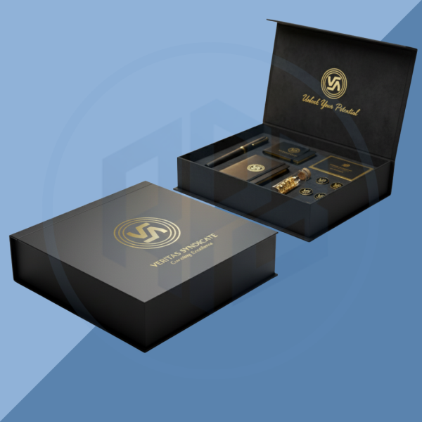 Rigid Book Style Box with Gold Logo