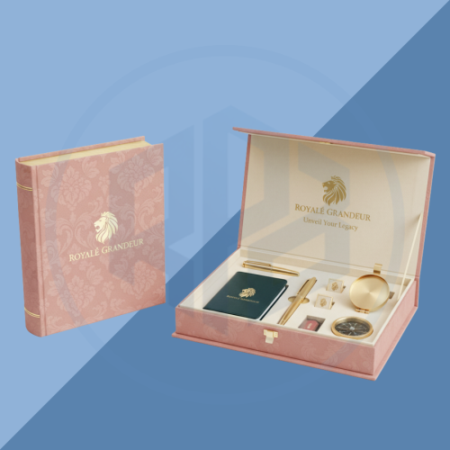 Rigid Book Style Box with Gold Logo