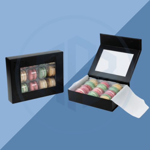 Rigid Macaroon Boxes with Window (4) Rigid Macaroon Packaging Boxes with Window