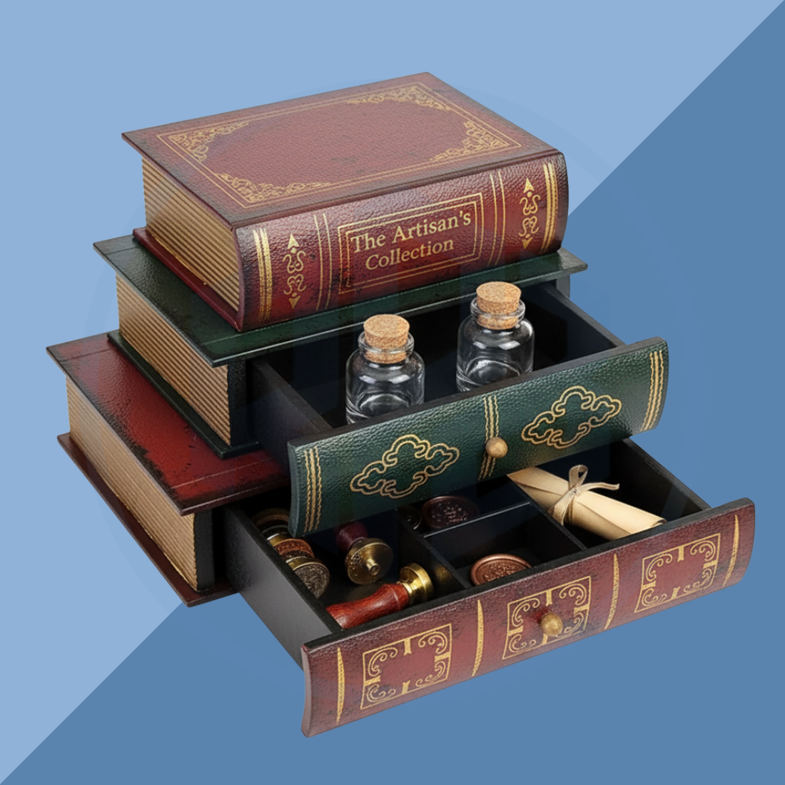 Rigid Vintage Book-Style Box with Dividers