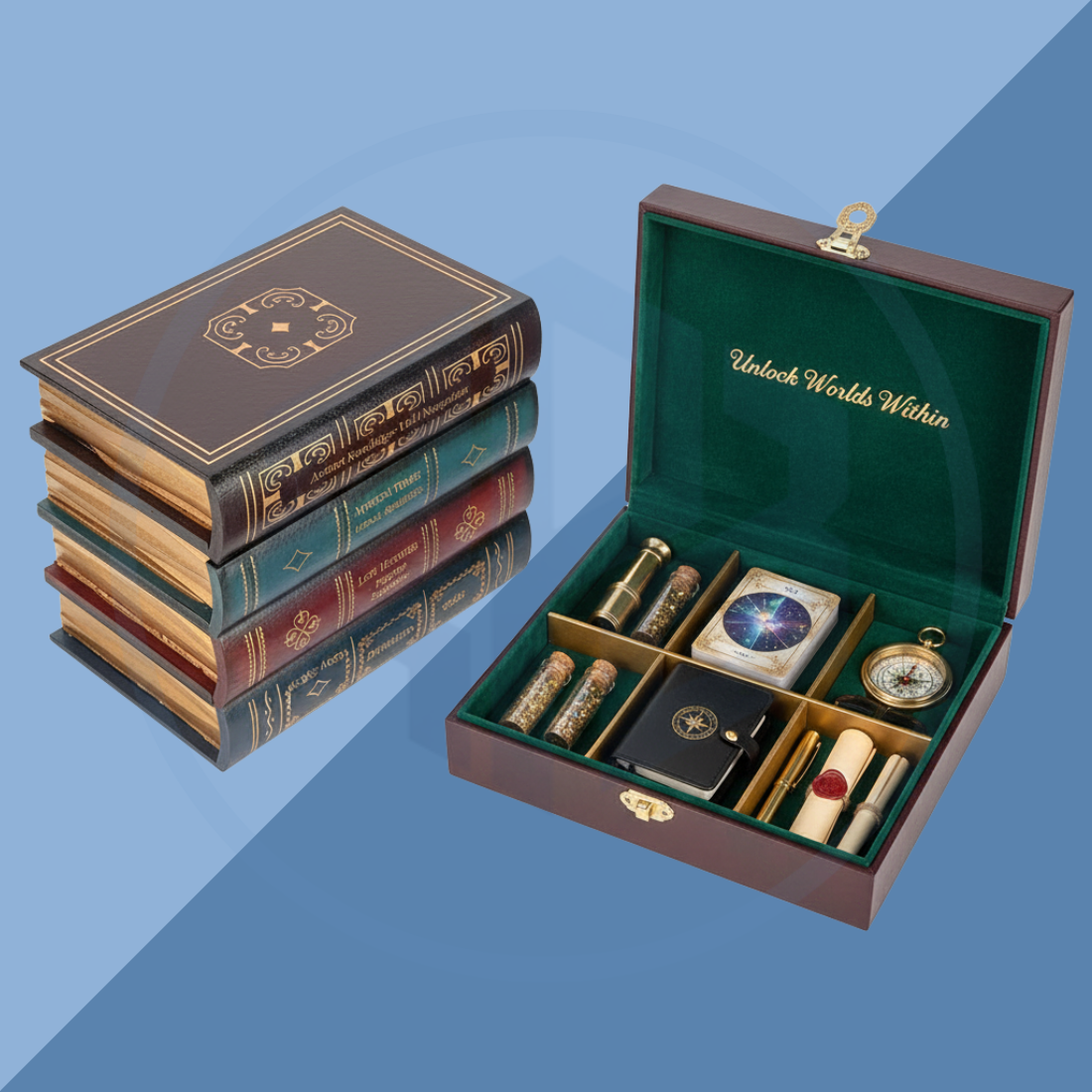 Rigid Vintage Book-Style Box with Dividers