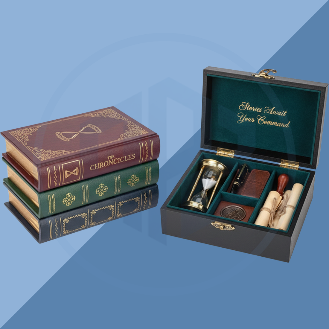 Rigid Vintage Book-Style Box with Dividers
