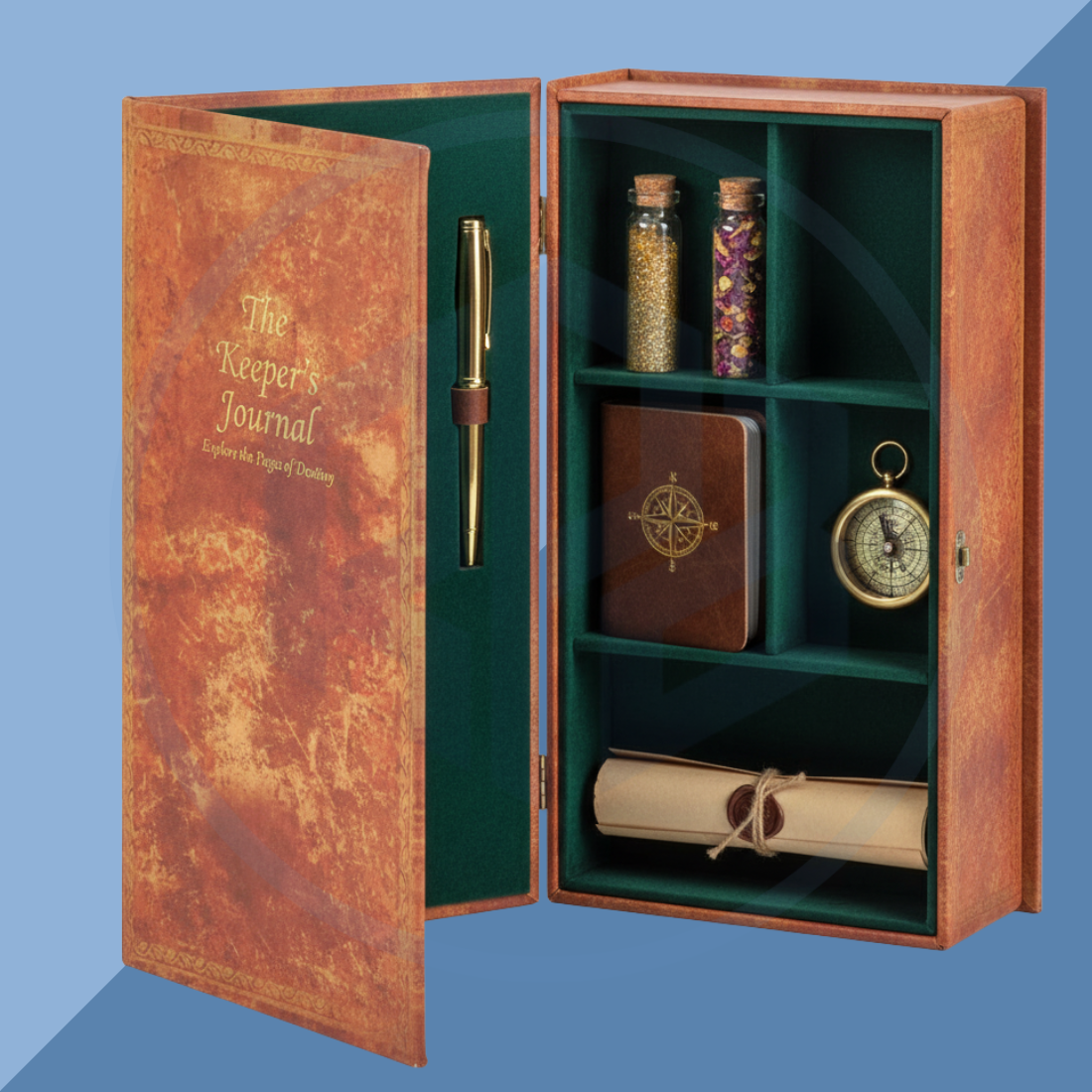 Rigid Vintage Book-Style Box with Dividers