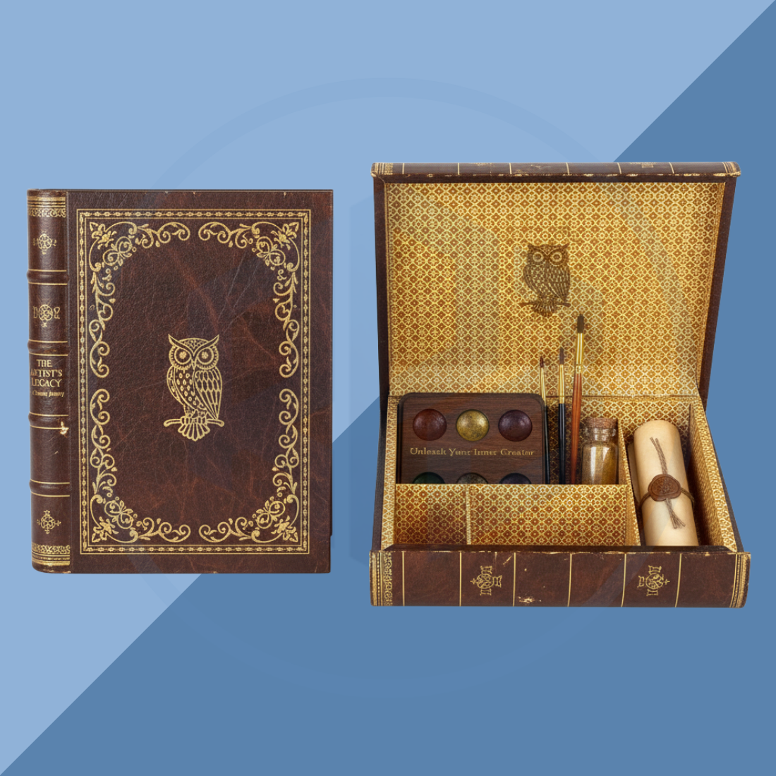 Rigid Vintage Book-Style Box with Dividers