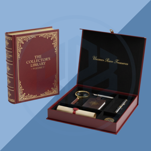 Rigid Vintage Book-Style Box with Dividers