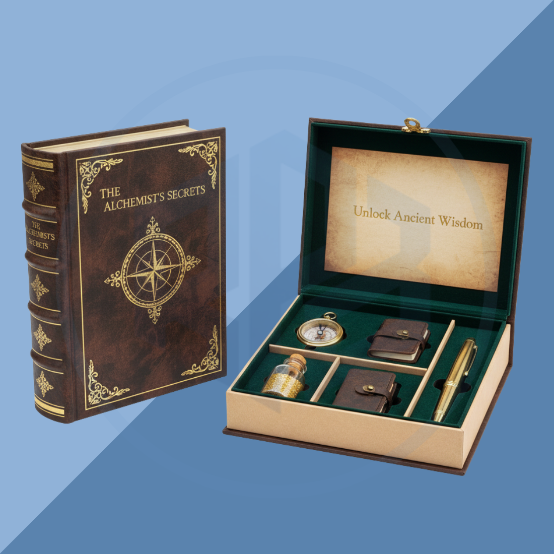 Rigid Vintage Book-Style Box with Dividers