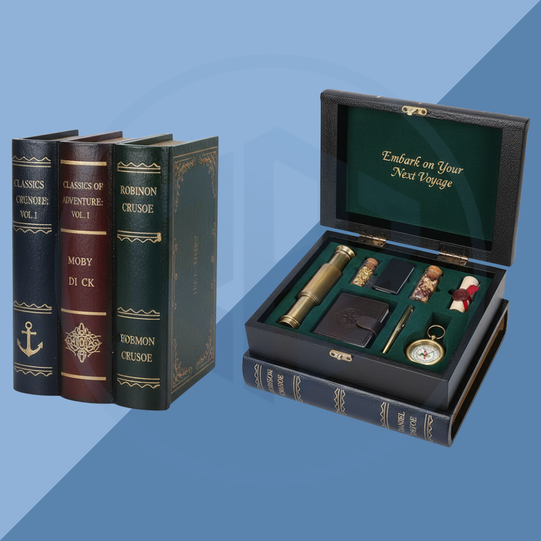 Rigid Vintage Book-Style Box with Dividers