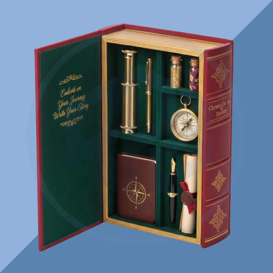 Rigid Vintage Book-Style Box with Dividers