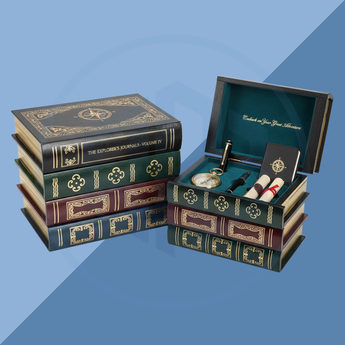 Rigid Vintage Book-Style Box with Dividers